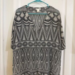 H&M Sheer v-neck short-sleeved top, size 14